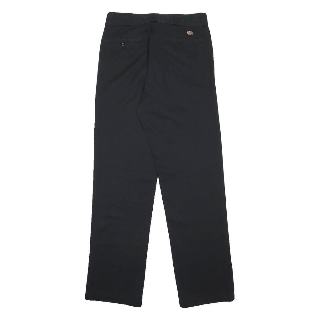 DICKIES Mens Cotton Blend Black Regular Straight Trousers W29 L34 Workwear Zip