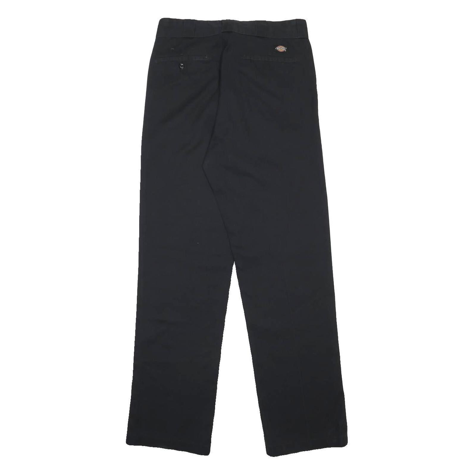 DICKIES Mens Cotton Blend Black Regular Straight Trousers W29 L34 Workwear Zip