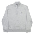 NAUTICA Mens Grey Check Half Zip XL Cotton Blend Sweatshirt Pullover