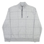NAUTICA Mens Grey Check Half Zip XL Cotton Blend Sweatshirt Pullover
