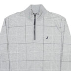 NAUTICA Mens Grey Check Half Zip XL Cotton Blend Sweatshirt Pullover