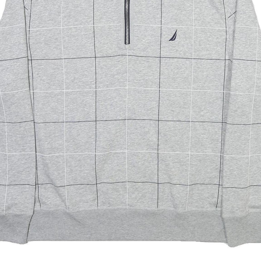 NAUTICA Mens Grey Check Half Zip XL Cotton Blend Sweatshirt Pullover