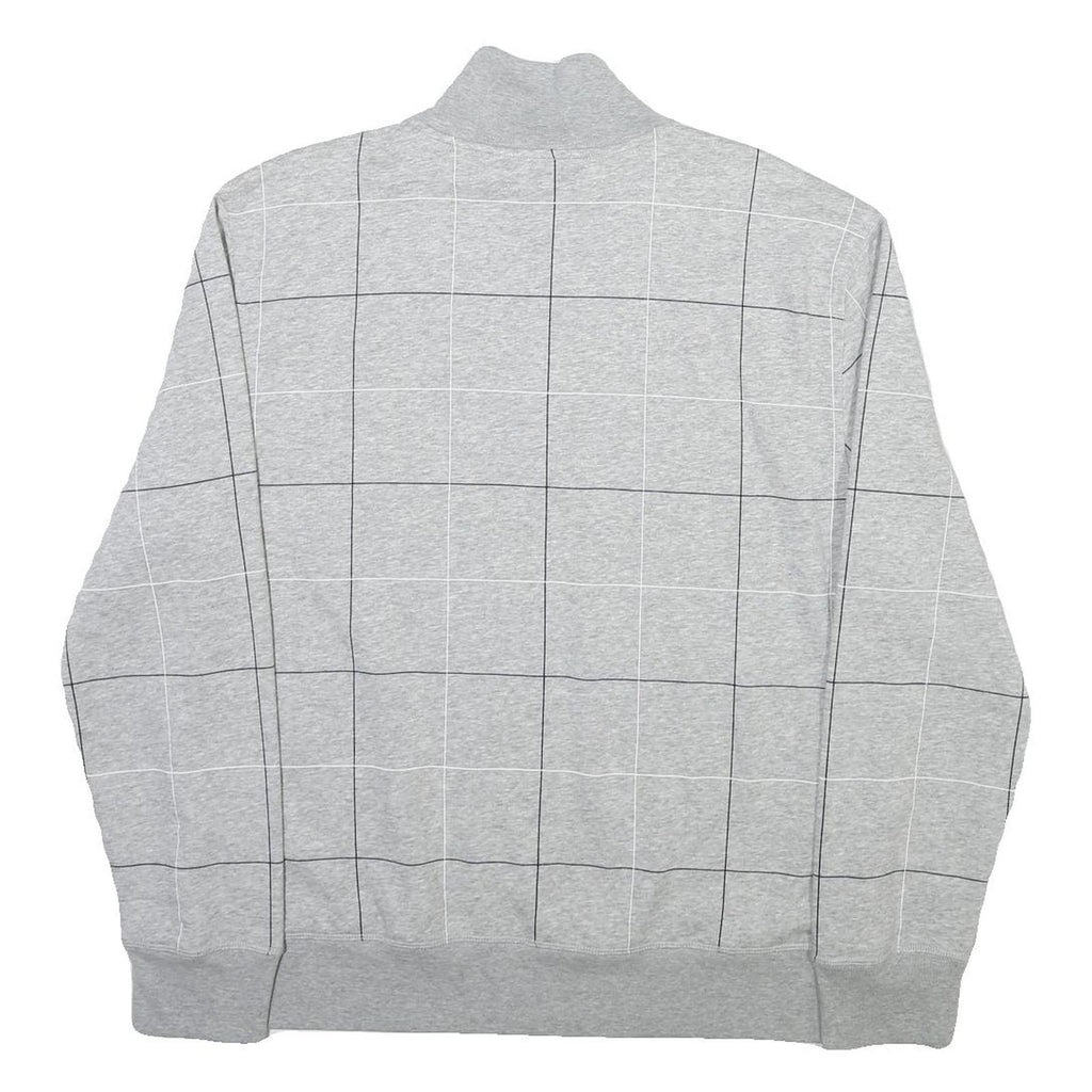 NAUTICA Mens Grey Check Half Zip XL Cotton Blend Sweatshirt Pullover