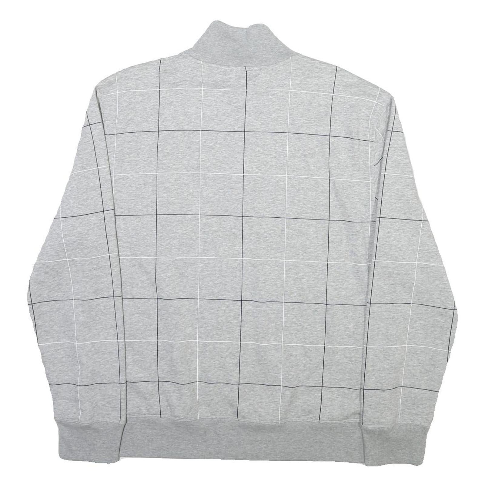 NAUTICA Mens Grey Check Half Zip XL Cotton Blend Sweatshirt Pullover