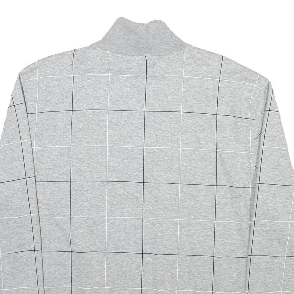 NAUTICA Mens Grey Check Half Zip XL Cotton Blend Sweatshirt Pullover