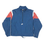 NIKE Womens Blue & Red Track Jacket M Polyester Blend Zip Collar