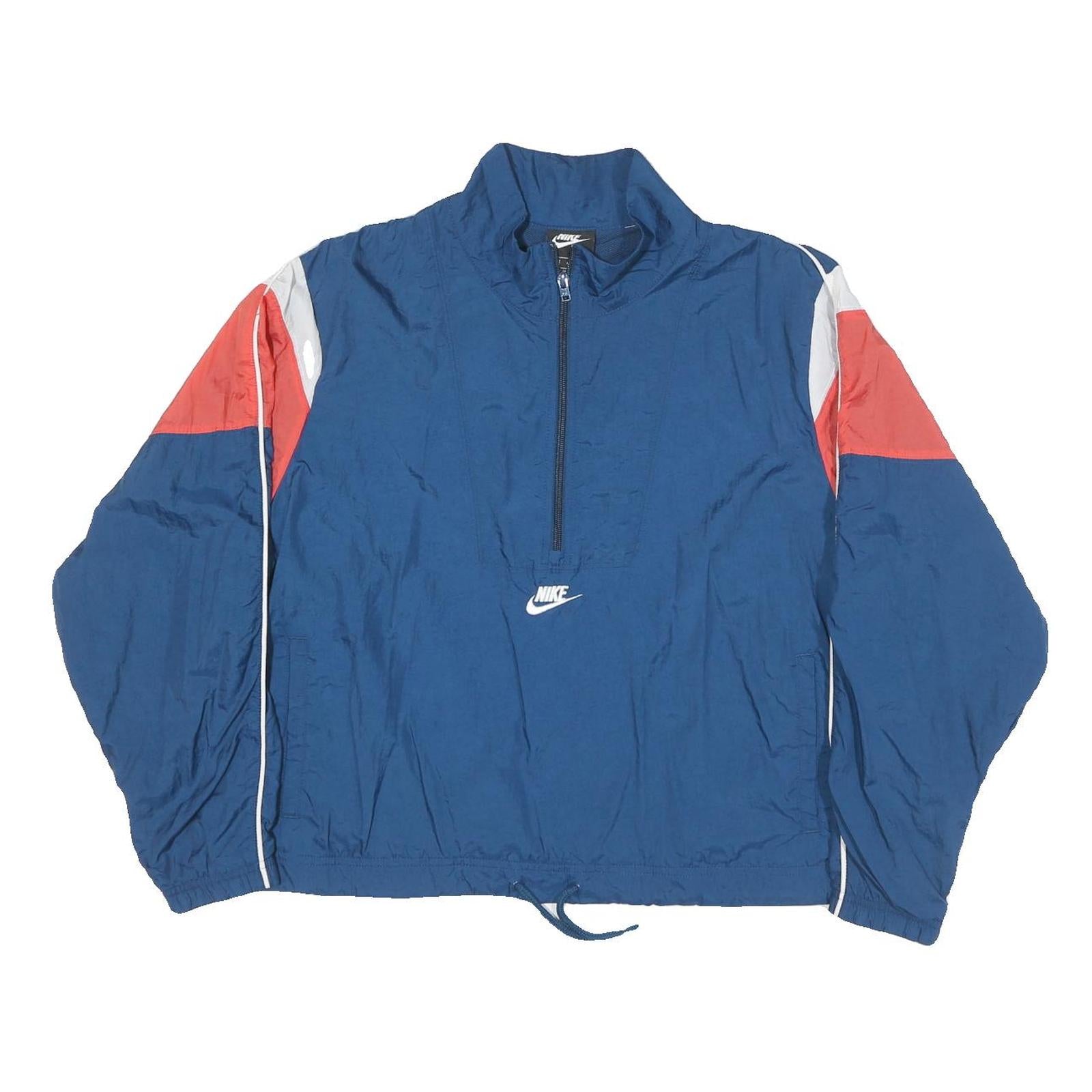 NIKE Womens Blue & Red Track Jacket M Polyester Blend Zip Collar