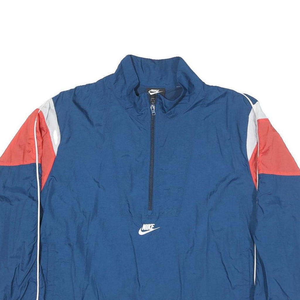 NIKE Womens Blue & Red Track Jacket M Polyester Blend Zip Collar