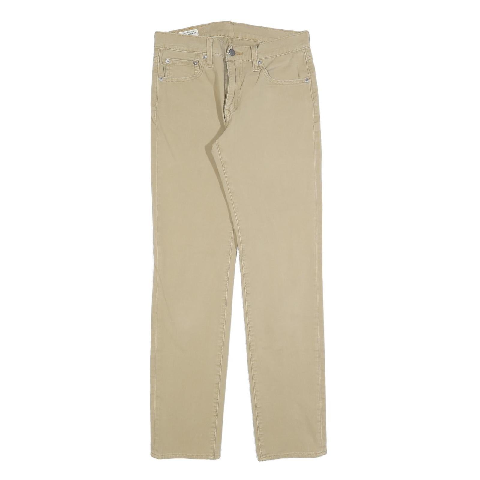 LEVI'S Mens Slim Beige Cotton Blend Slim Trousers W29 L32 Casual Zip Closure