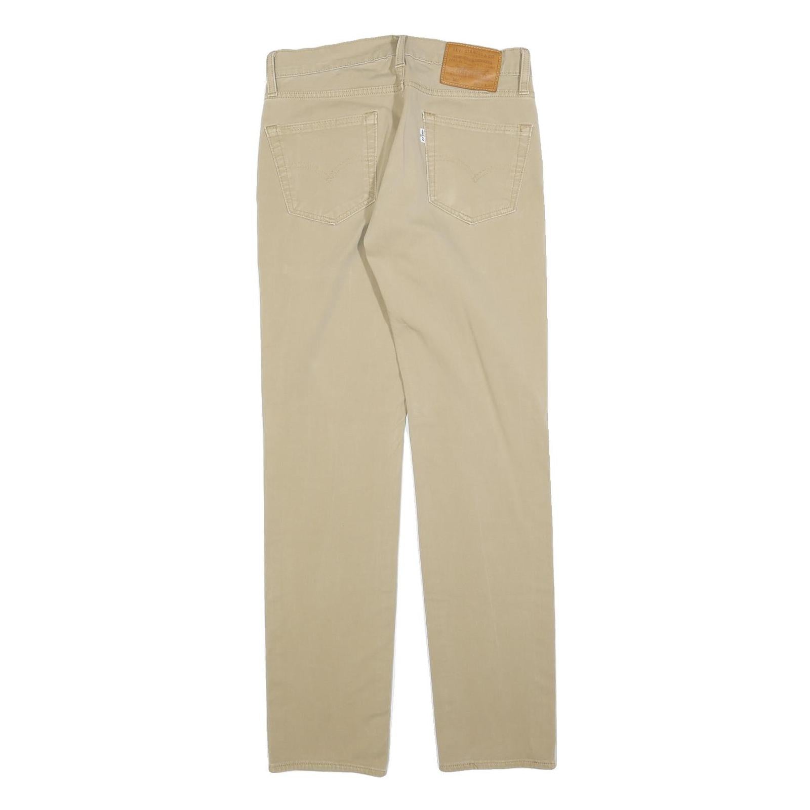 LEVI'S Mens Slim Beige Cotton Blend Slim Trousers W29 L32 Casual Zip Closure