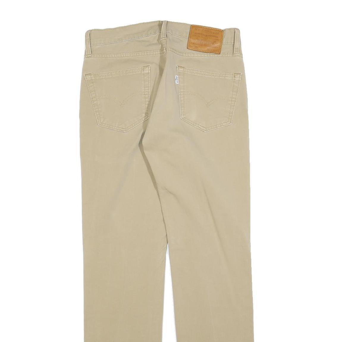LEVI'S Mens Slim Beige Cotton Blend Slim Trousers W29 L32 Casual Zip Closure