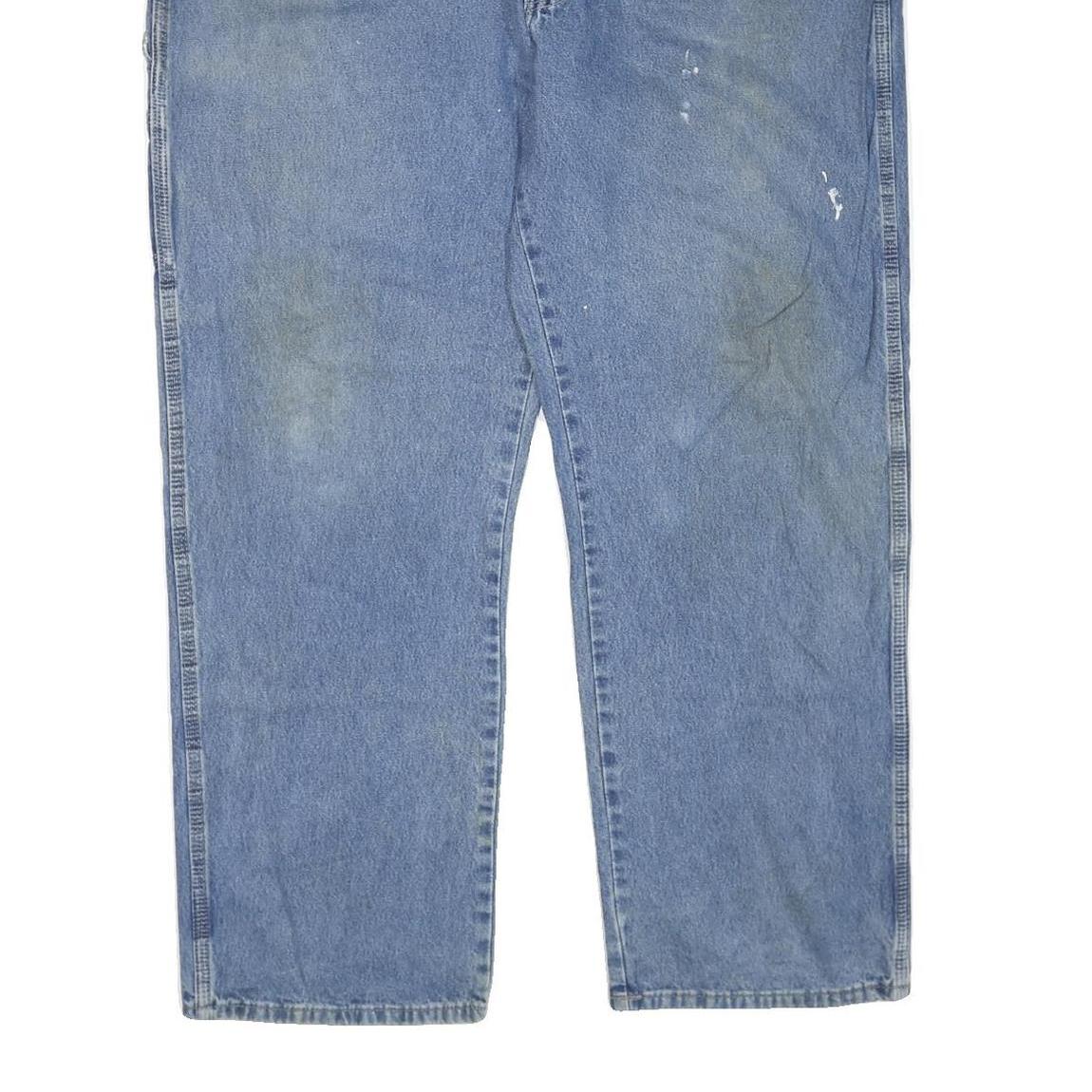 DICKIES Mens Regular Blue Denim Jeans W46 L32 Workwear Straight Cotton Blend Zip