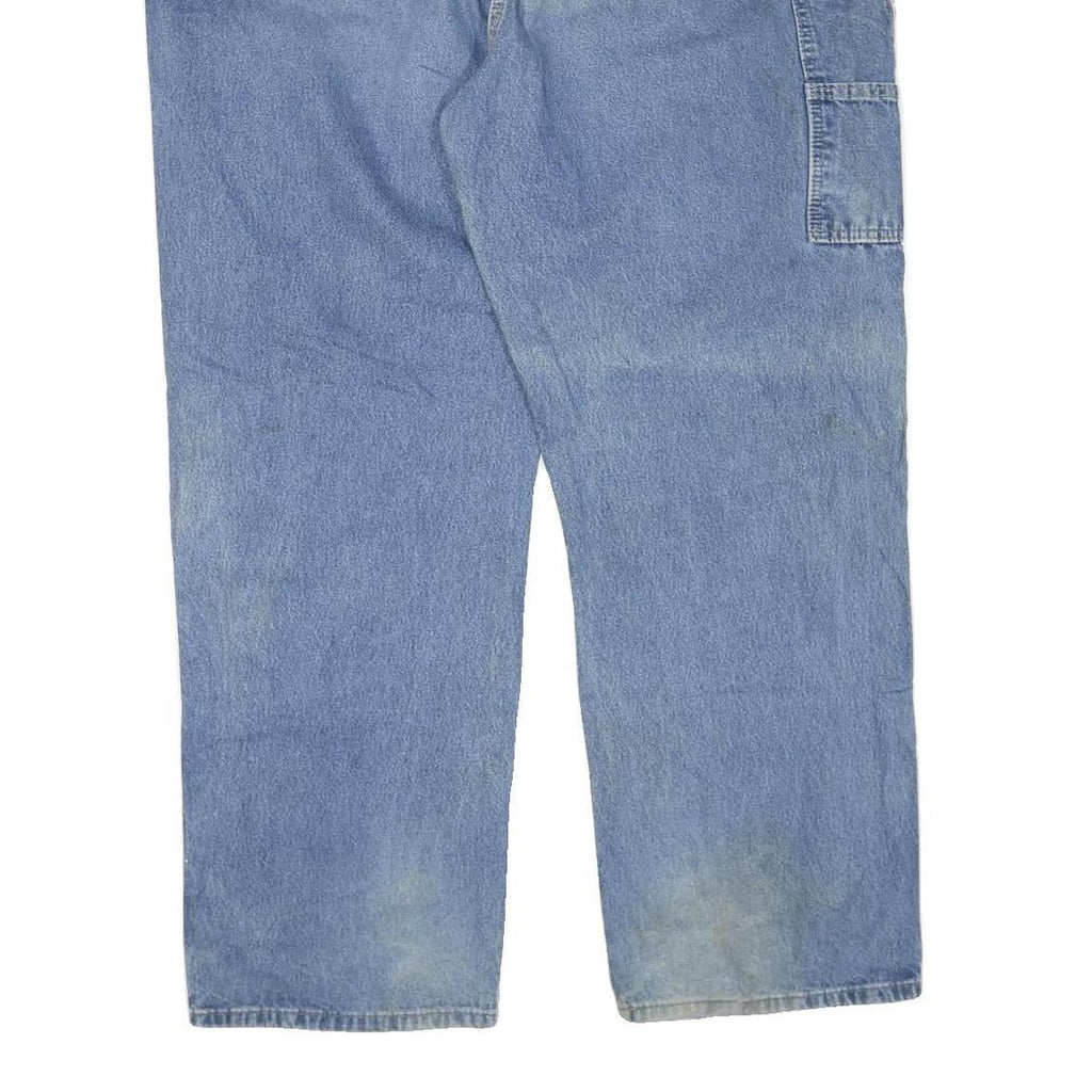 DICKIES Mens Regular Blue Denim Jeans W46 L32 Workwear Straight Cotton Blend Zip