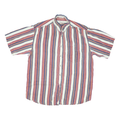 SAUCE Mens White & Red Striped Cotton Blend Shirt M Casual Summer Short Sleeve