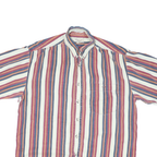 SAUCE Mens White & Red Striped Cotton Blend Shirt M Casual Summer Short Sleeve
