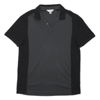 CALVIN KLEIN Mens Black & Grey Short Sleeve Polo Shirt L Cotton Casual