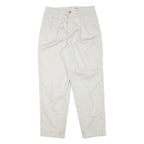 EDDIE BAUER Mens Relaxed White Cotton Blend Trousers W30 L29 Classic Zip Closure