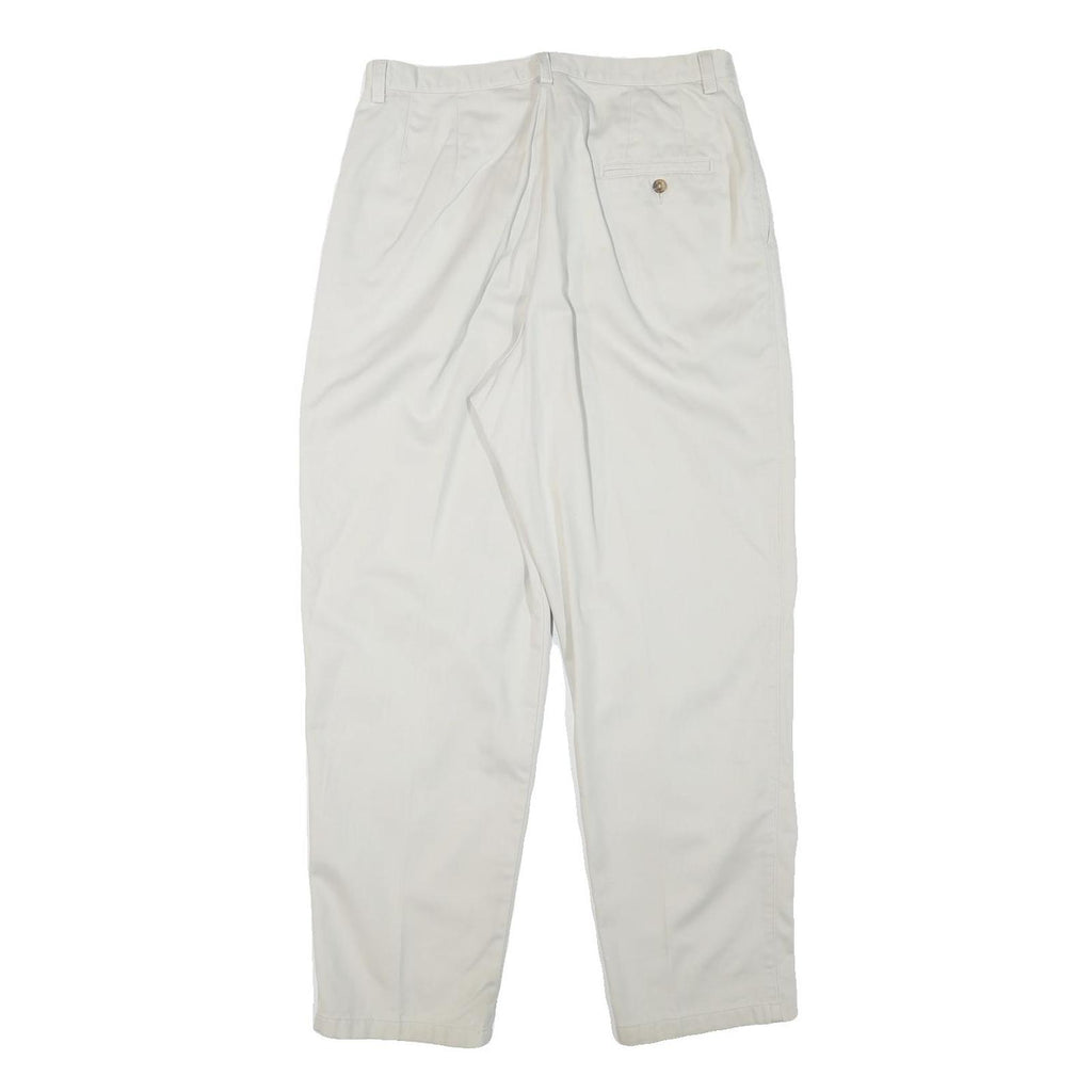 EDDIE BAUER Mens Relaxed White Cotton Blend Trousers W30 L29 Classic Zip Closure