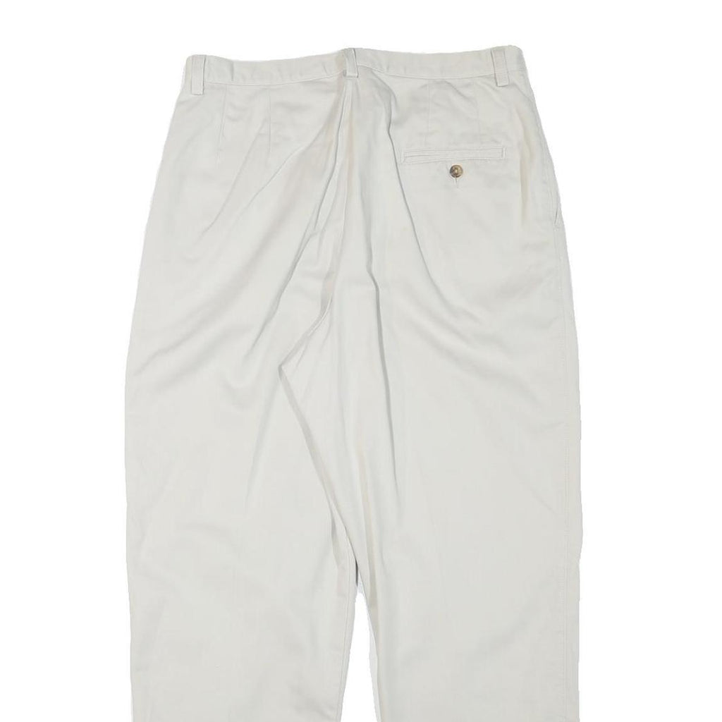 EDDIE BAUER Mens Relaxed White Cotton Blend Trousers W30 L29 Classic Zip Closure