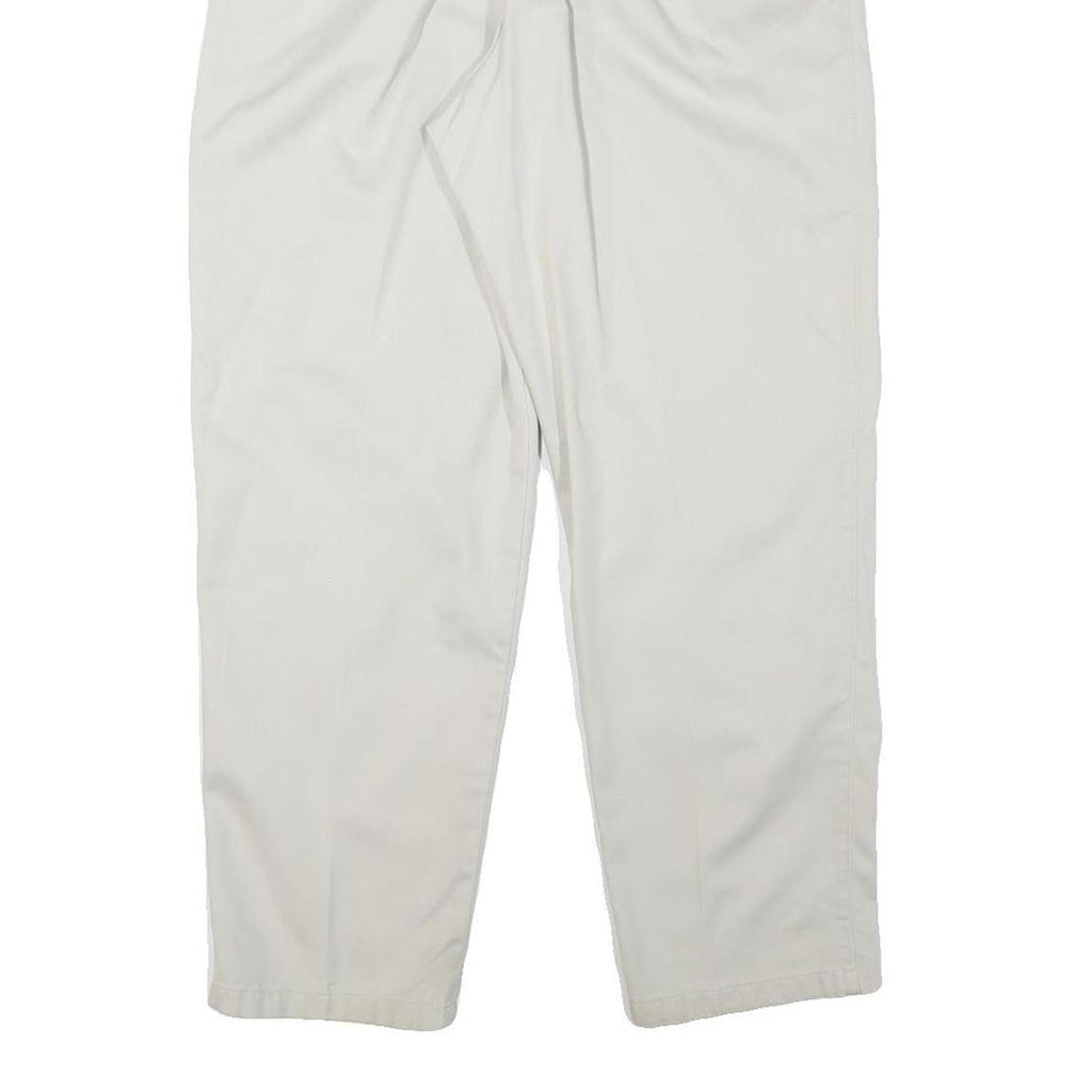 EDDIE BAUER Mens Relaxed White Cotton Blend Trousers W30 L29 Classic Zip Closure
