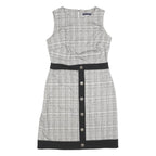 TOMMY HILFIGER Womens Black & White Shift Polyester Blend Sleeveless Knee Length