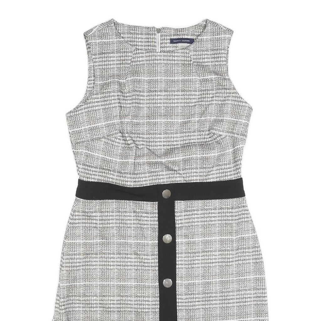 TOMMY HILFIGER Womens Black & White Shift Polyester Blend Sleeveless Knee Length