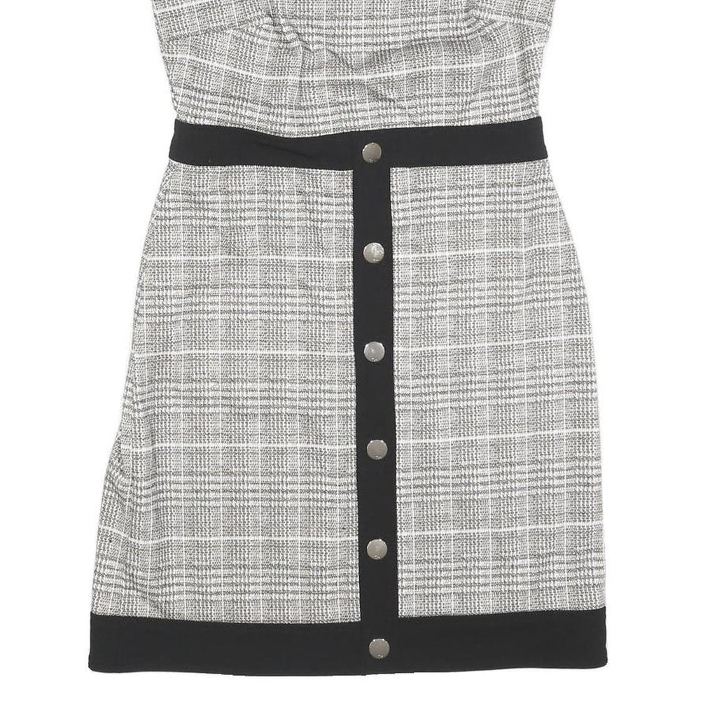 TOMMY HILFIGER Womens Black & White Shift Polyester Blend Sleeveless Knee Length