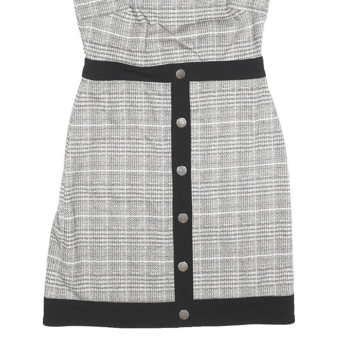 TOMMY HILFIGER Womens Black & White Shift Polyester Blend Sleeveless Knee Length