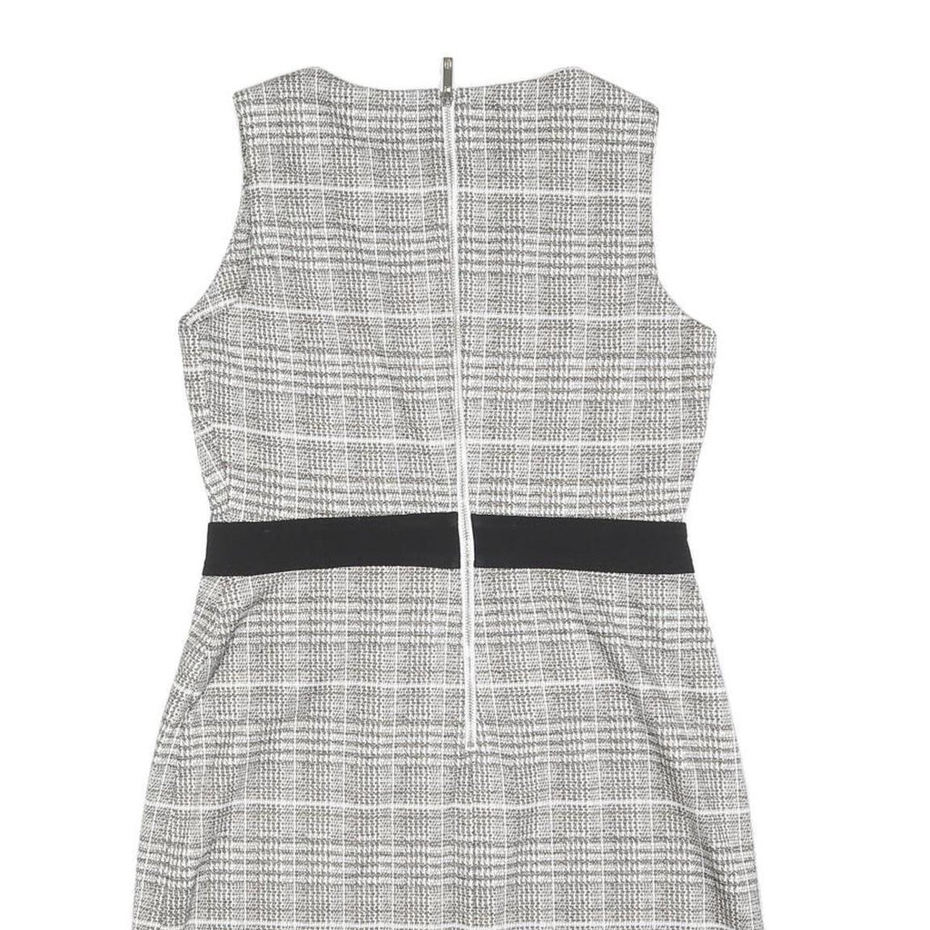 TOMMY HILFIGER Womens Black & White Shift Polyester Blend Sleeveless Knee Length