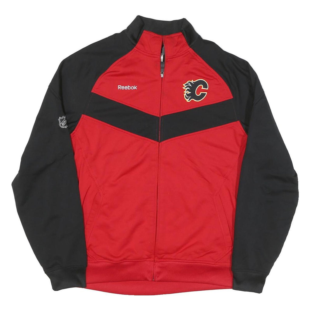 REEBOK Mens Red & Black NHL Hockey Track Jacket M Polyester Blend Zip Sportswear