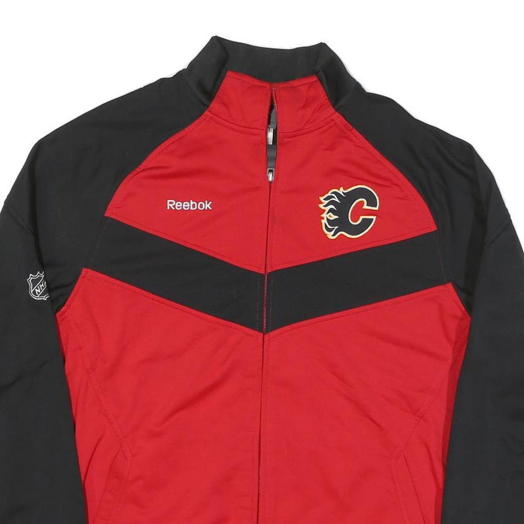 REEBOK Mens Red & Black NHL Hockey Track Jacket M Polyester Blend Zip Sportswear