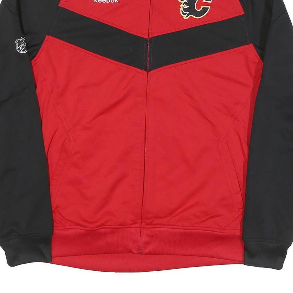 REEBOK Mens Red & Black NHL Hockey Track Jacket M Polyester Blend Zip Sportswear