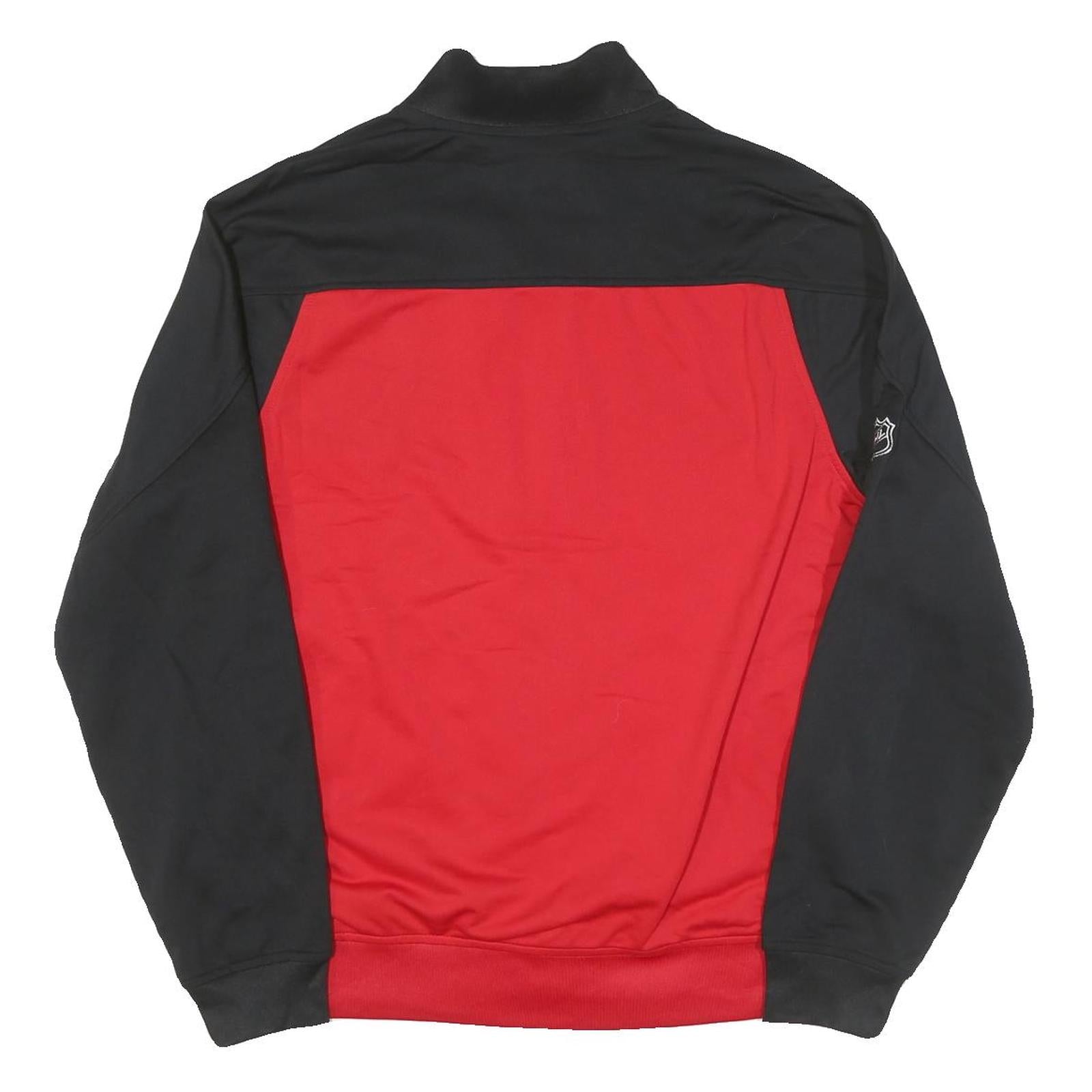 REEBOK Mens Red & Black NHL Hockey Track Jacket M Polyester Blend Zip Sportswear