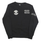 THUG LIFE Mens Black Crew Neck S Skull Print Cotton Blend Sweatshirt