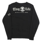 THUG LIFE Mens Black Crew Neck S Skull Print Cotton Blend Sweatshirt