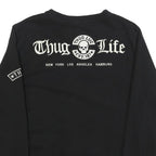 THUG LIFE Mens Black Crew Neck S Skull Print Cotton Blend Sweatshirt