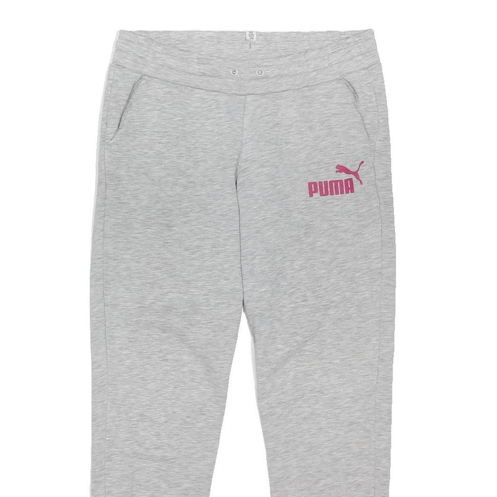 PUMA Womens Joggers Grey Slim Tapered M W30 L28 Pink Logo Casual Sportswear