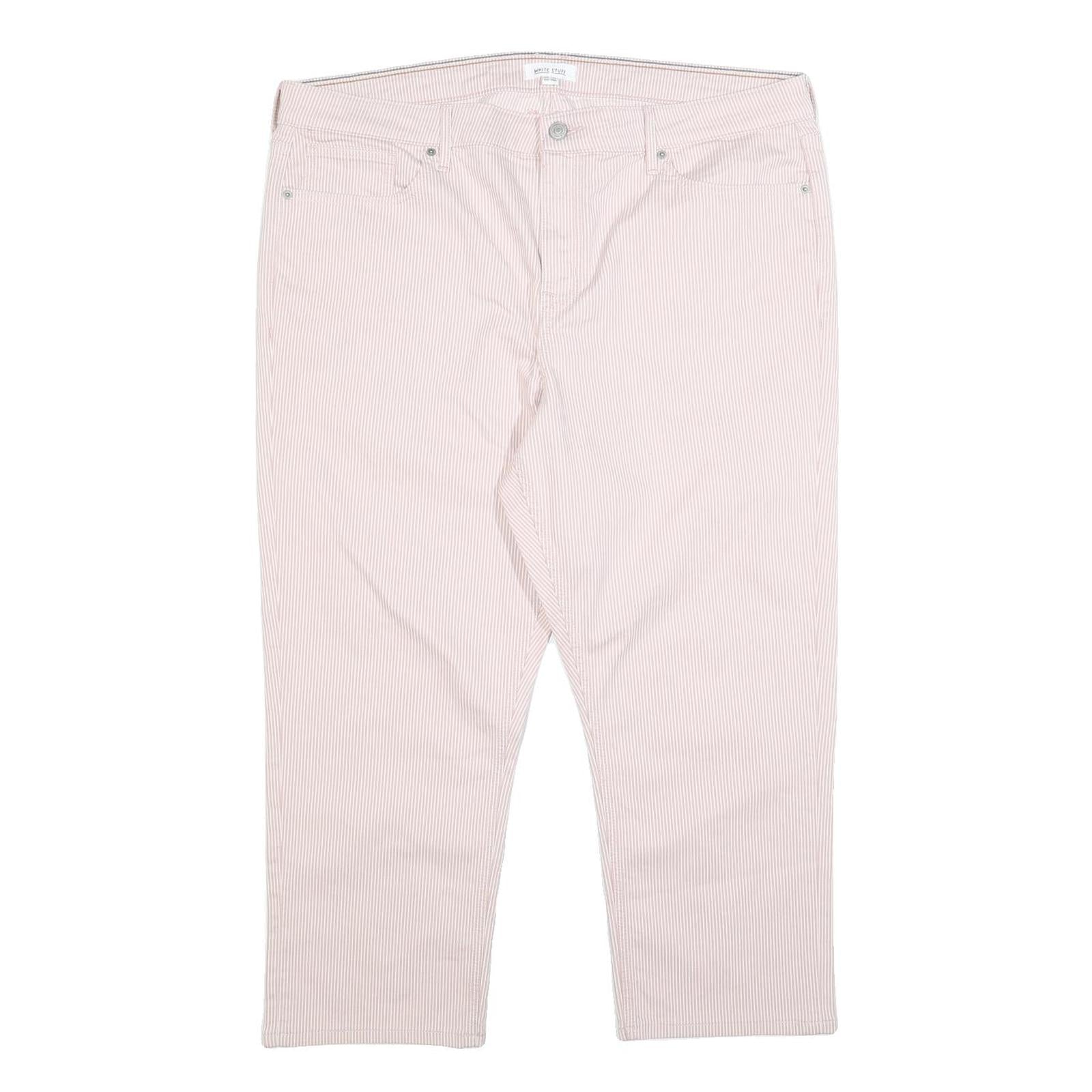 WHITE STUFF Womens Cotton Blend Pink Regular Straight Trousers W40 L24