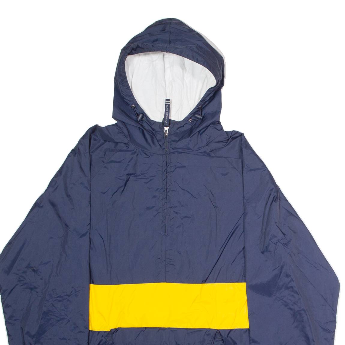 CHARLES RIVER APPAREL Mens Pullover Jacket Blue Nylon 90s Hooded M