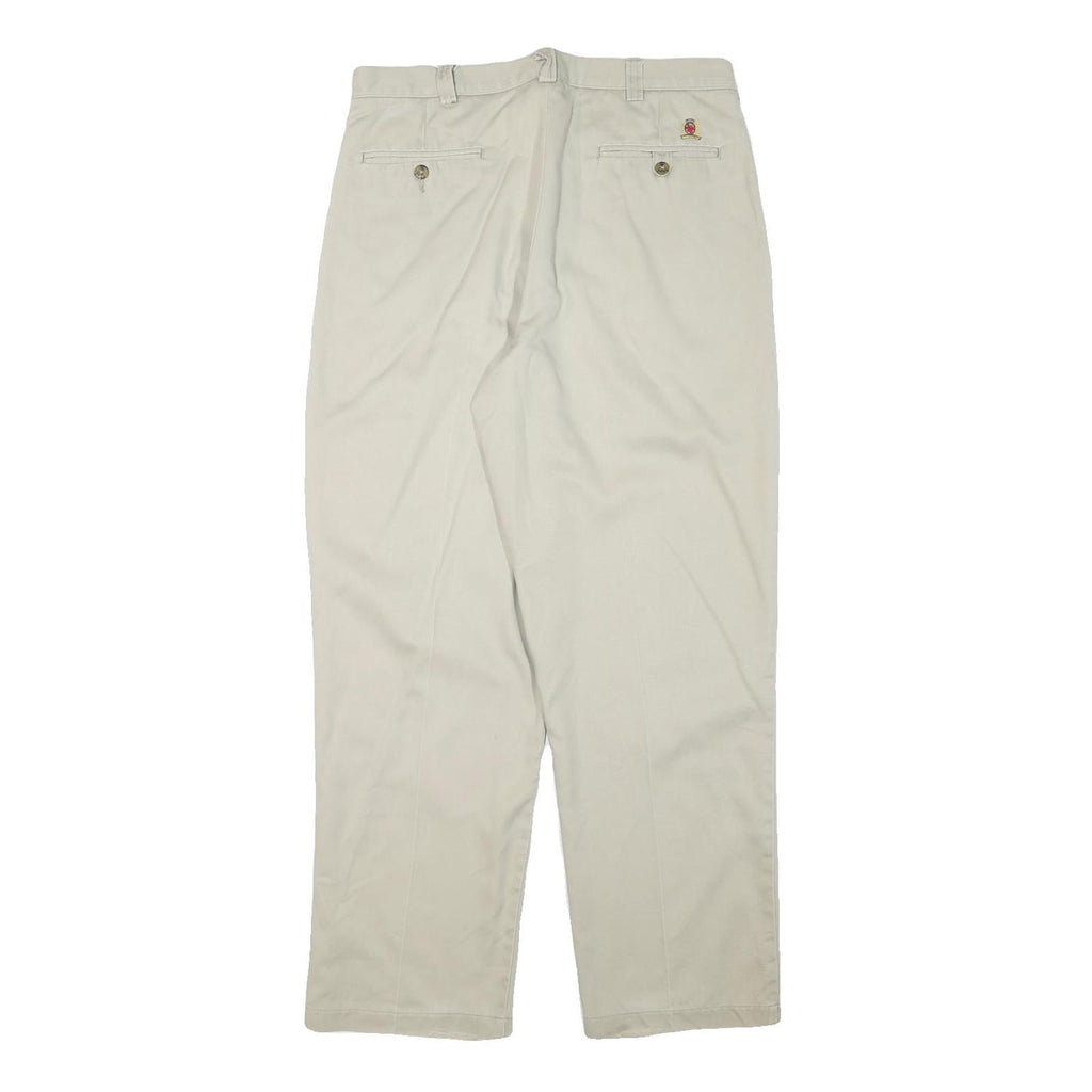 TOMMY HILFIGER Mens Cotton Blend Beige Relaxed Straight Trousers W32 L29 Casual