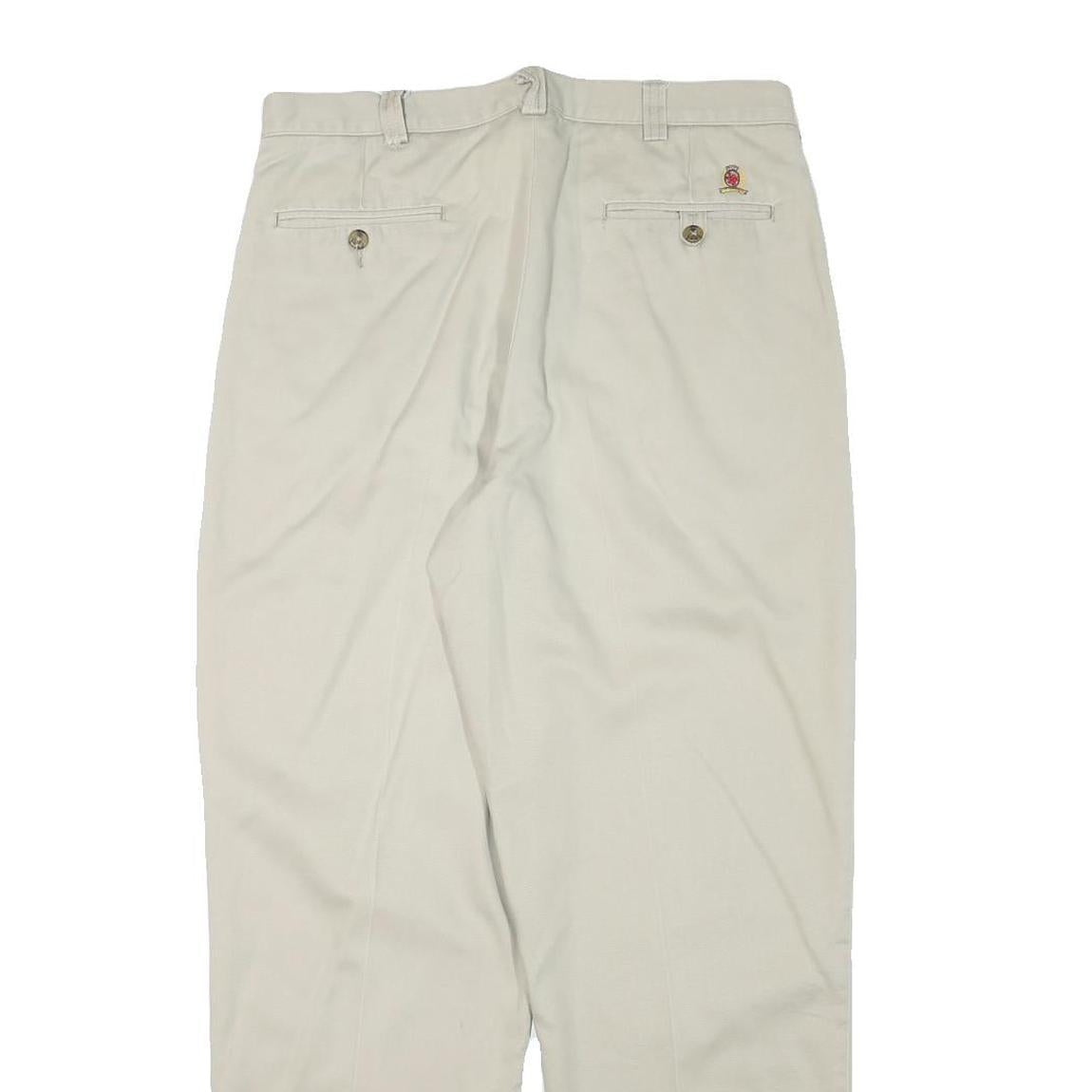 TOMMY HILFIGER Mens Cotton Blend Beige Relaxed Straight Trousers W32 L29 Casual