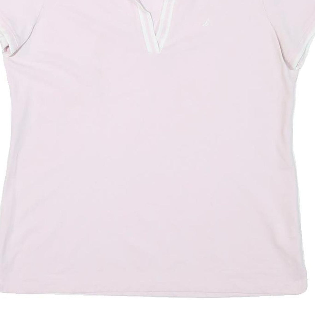 NAUTICA Womens Pink Short Sleeve Plain Polo Shirt L Cotton Blend Casual