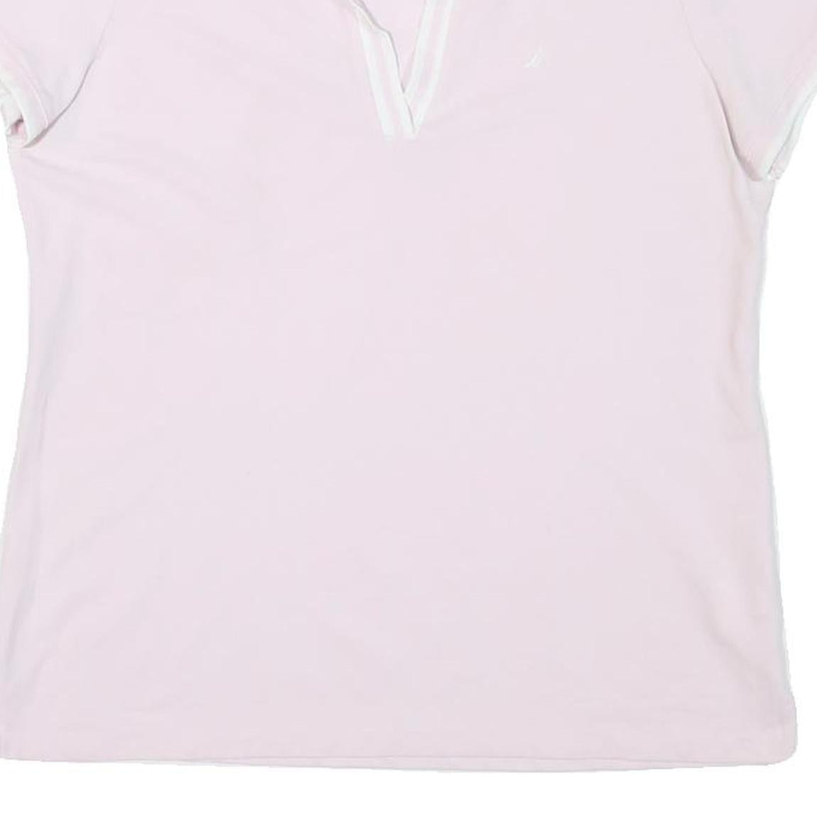 NAUTICA Womens Pink Short Sleeve Plain Polo Shirt L Cotton Blend Casual