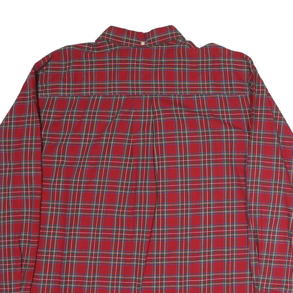 TOMMY HILFIGER Mens Red Check Shirt 2XL Cotton Long Sleeve Button Down