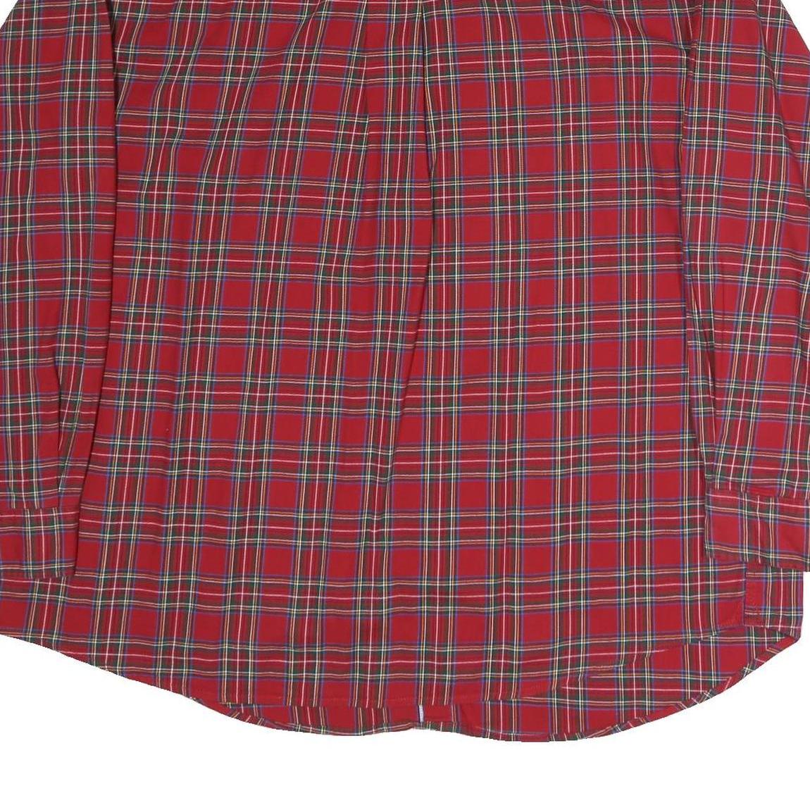 TOMMY HILFIGER Mens Red Check Shirt 2XL Cotton Long Sleeve Button Down