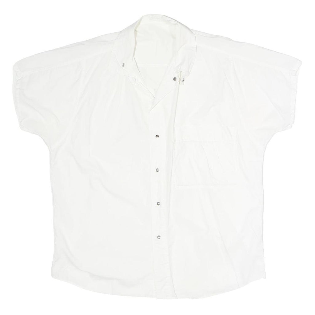 CARRERA Womens White Shirt M Cotton Blend Casual Button-Up Short Sleeve