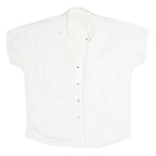 CARRERA Womens White Shirt M Cotton Blend Casual Button-Up Short Sleeve