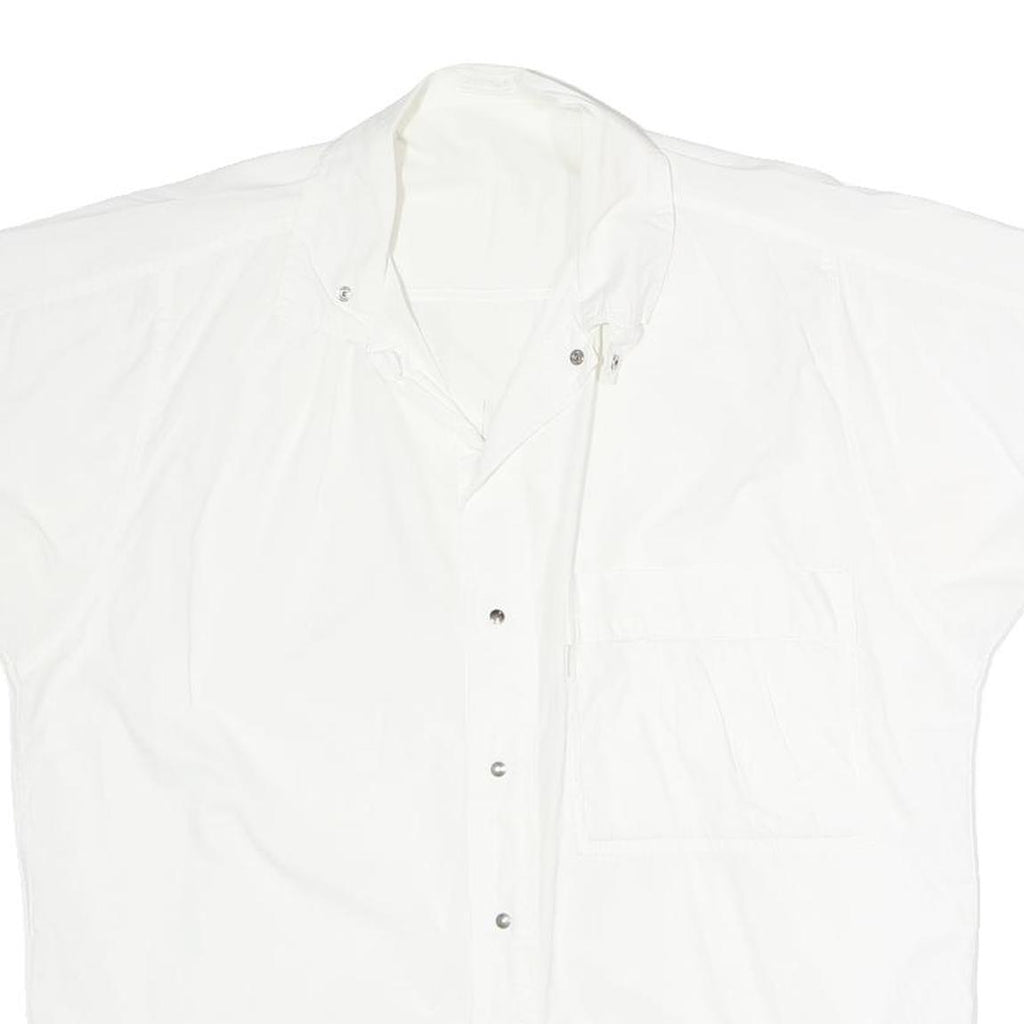CARRERA Womens White Shirt M Cotton Blend Casual Button-Up Short Sleeve