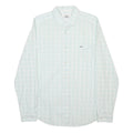 LACOSTE Mens White & Light Green Check Shirt M Classic Cotton Long Sleeve