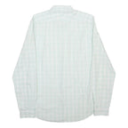 LACOSTE Mens White & Light Green Check Shirt M Classic Cotton Long Sleeve